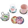 6Pcs Flower DIY Diamond Painting Coaster Kits PW-WG0FD81-01-4