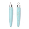 Synthetic Turquoise Brass Pointed Pendants G-B025-02P-05-2