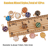 SUPERFINDINGS 1 set Natural & Synthetic Mixed Gemstone Copper Wire Wrapped Round Charms G-FH0002-08-2