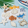 30Pcs 10 Styles Ocean Theme Unfinished Blank Wooden Pendants Set for Painting Arts DIY-SP0003-90-3