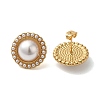 Rack Plating Brass Flat Round Stud Earrings EJEW-L224-72G-02-1