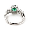 Green Cubic Zirconia Oval Adjustable Ring RJEW-I087-02P-3
