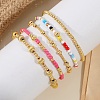 Vintage Bohemian Glass Tila Beaded Stretch Tile Bracelet Sets BU0757-1-1