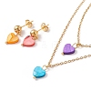 Synthetic Shell Heart Pendant Double Layer Necklaces and Dangle Stud Earrings SJEW-F217-05A-G-2