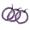 Natural Amethyst Gourd Beaded Stretch Bracelet for Women G-G997-G03-2