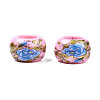 Flower Printed Opaque Acrylic Rondelle Beads SACR-S305-27-B02-2