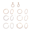 Kissitty 7 Pairs 7 Style Resin Pearl Beaded C-shape & Ring Dangle Stud Earrings FIND-KS0001-16-9