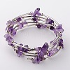 Natural Amethyst Chip Warp Bracelets X-BJEW-JB01517-02-4