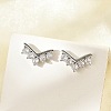 Brass Micro Pave Clear Cubic Zirconia Stud Earrings EJEW-R016-26P-06-2