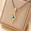 Vintage Retro Style Starburst Evil Eye Star Brass Cubic Zirconia Pendant Necklaces for Parties QO1430-1-1