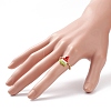 Glass & Brass Braided Fruit Finger Ring for Women RJEW-TA00047-03-3