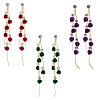 ANATTASOUL 3 Pairs 3 Colors Rhinestone Dangle Stud Earrings EJEW-AN0003-76-1