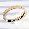 304 Stainless Steel Black Enamel Zebra Skin Print Hinged Cuff Bangles for Women SA-CBAC920-03G-2