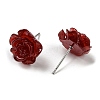 Resin Rose Flower Stud Earrings with 316 Stainless Steel Pins EJEW-D070-01C-2