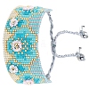 Friendship Flower Loom Pattern Seed Beads Bracelets for Women BJEW-A121-45A-3