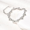 Heart Brass Micro Pave Cubic Zirconia Link Chain Bracelets BJEW-L715-01P-01-2