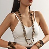 Wood Beaded Multilayer Necklaces & Beaded Bracelets & Dangle Earrings Sets WG7BAAE-01-2