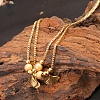 304 Stainless Steel Round Bead with Ginkgo Leaf Anklets FS-WG90D78-01-5