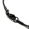 304 Stainless Steel Round Snake Chain Necklace with Oval Beaded NJEW-E098-04EB-3