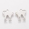 304 Stainless Steel Kitten Charms STAS-Q201-T155-2
