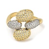 Rack Plating Brass Micro Pave Cubic Zirconia Cuff Finger Rings for Women RJEW-C114-16I-G-2