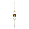 Alloy Enamel Bee & Glass Flower Crystal Suncatcher HJEW-TA00475-01-1