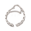 Non-Tarnish 304 Stainless Steel Hollow Heart Open Cuff Finger Rings for Women RJEW-S414-03B-P-3