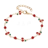 Alloy Enamel & Glass Link Chain Bracelets BJEW-A156-05G-4