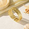 Hammered 304 Stainless Steel Cuff Bangles LS-BJEW-H635-03G-1