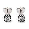 Square 316 Surgical Stainless Steel Pave Cubic Zirconia Stud Earrings for Women Men EJEW-Z050-05A-AS-1