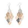 430 Stainless Steel Rhombus Dangle Earrings EJEW-A137-01P-02-4