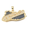 Brass Micro Pave Blue Cubic Zirconia Pendants KK-C263-10G-1