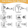 72Pcs 6 Style Cheerleading Series Alloy Pendants FIND-UN0006-94-3