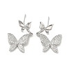 Rack Plating Brass Micro Pave Clear Cubic Zirconia Stud Earrings for Women EJEW-M260-13P-C-1