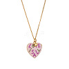 304 Stainless Steel Enamel Printed Mom Heart Locket Pendant Necklaces for Mother's Day Gift WG641EA-09-1