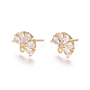 Brass Cubic Zirconia Stud Earring Findings X-EJEW-E257-05G-2