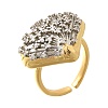 Brass Micro Pave Clear Cubic Zirconia Cuff Rings RJEW-U035-11GP-3