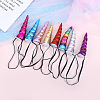 8Pcs 8 Colors Cloth Unicorn Horn Ear Elastic Headband OHAR-GF0001-50-7