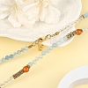 Natural Aquamarine & Quartz Crystal & Carnelian Faceted Round Beaded Necklaces NJEW-YW00007-5