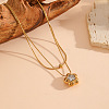 304 Stainless Steel Pave Clear Cubic Zirconia Star Pendant Double Layer Necklaces for Women WGED4DB-01-1