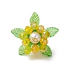 Glass with Round Shell Pearl and Acrylic Charms Pendants PALLOY-MZ00647-04-3