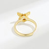 Adjustable Brass Pave Cubic Zirconia Enamel Rotating Finger Rings for Women FS-WGAC909-02-4