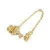 Brass Pave Clear Cubic Zirconia European Safety Chains with Charms KK-L236-16C-G-2
