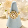 Flower Rotatable Finger Ring for Women RJEW-U035-01G-05-2