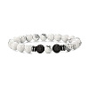 8mm Natural Howlite Round Beaded Stretch Bracelets for Women Men CN5294-2-1