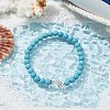 Tibetan Style Alloy Dolphin & Synthetic Turquoise Round Beaded Stretch Bracelet BJEW-JB09895-02-4