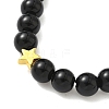 12 Zodiac Sign Natural Black Obsidian Round Beads Stretch Bracelets for Men Women WG228FC-04-3