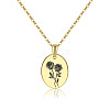 304 Stainless Steel Birth Month Flower Pendant Necklace HUDU-PW0001-034F-1