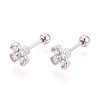925 Sterling Silver Micro Pave Clear Cubic Zirconia Flower Stud Earrings STER-N016-86P-1