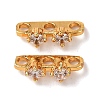 Brass Pave Clear Cubic Zirconia 3-Hole Spacer Bars KK-K422-21G-1